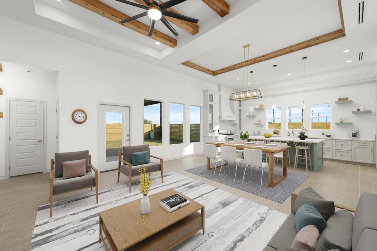 Open living dining kitchen