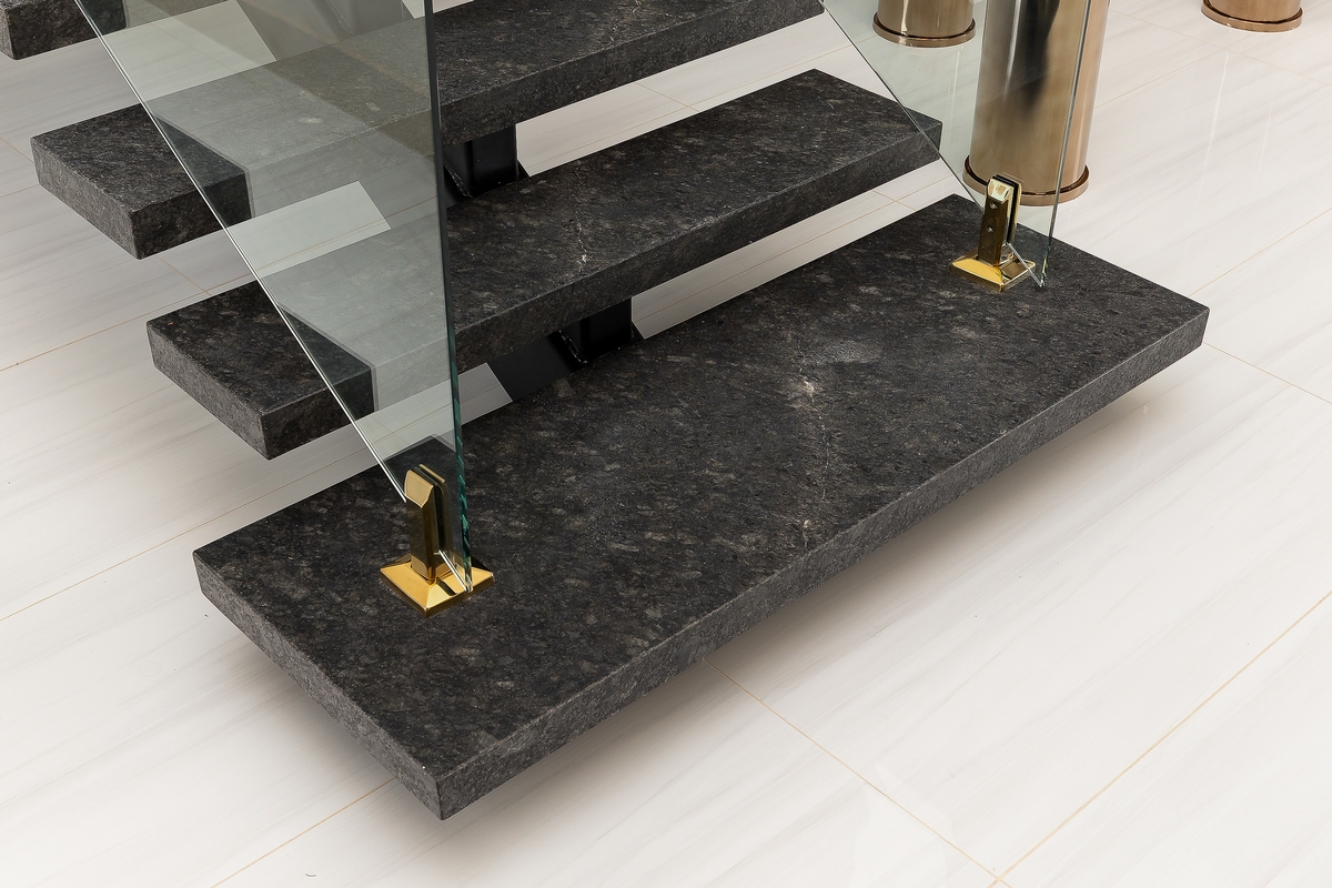 Staircase with glass railings