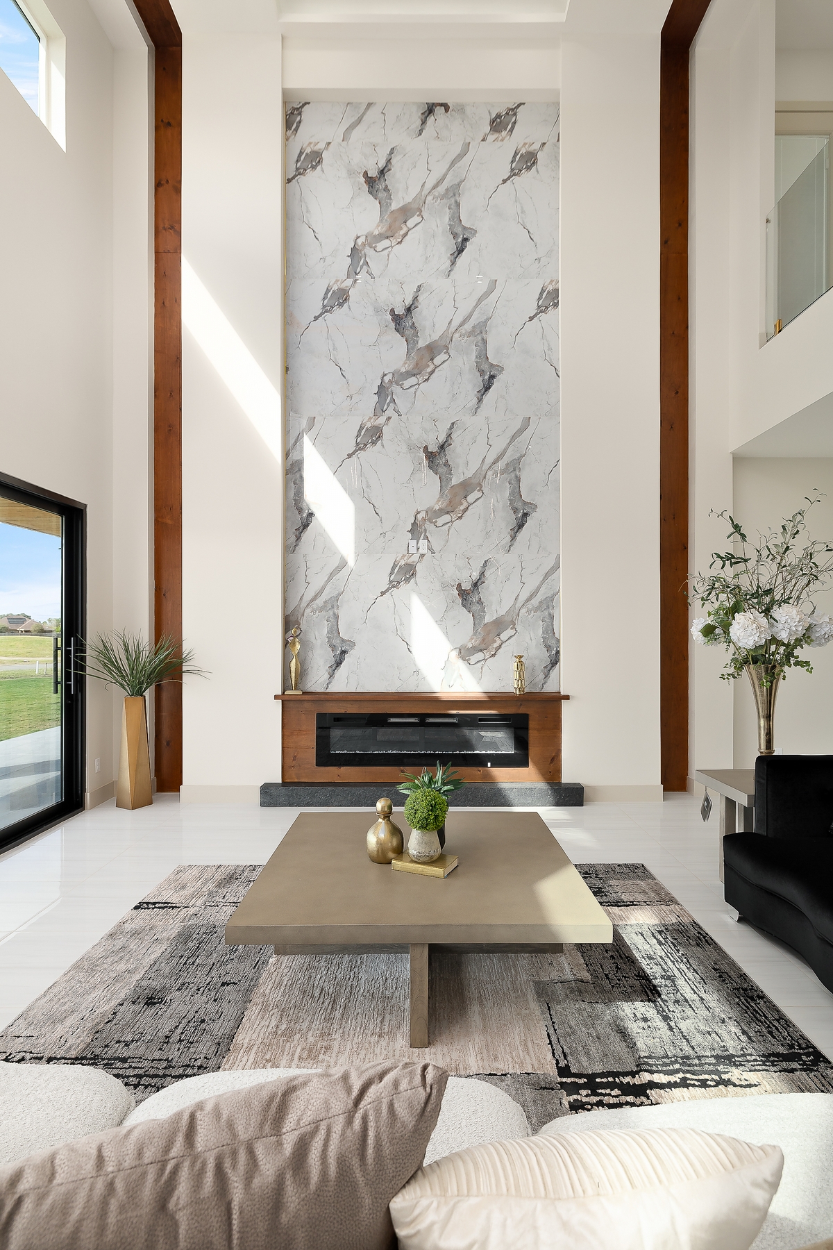 Living dining with cathedral ceiling