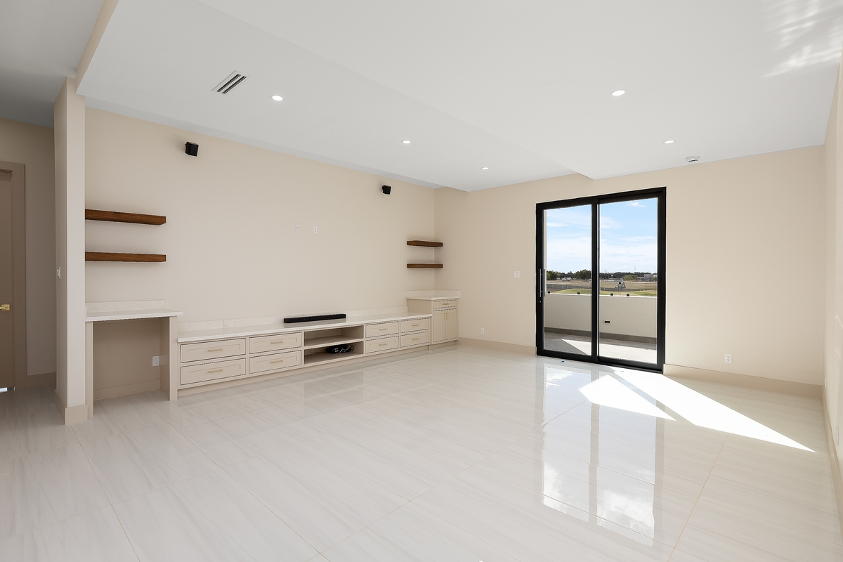 Media room with balcony