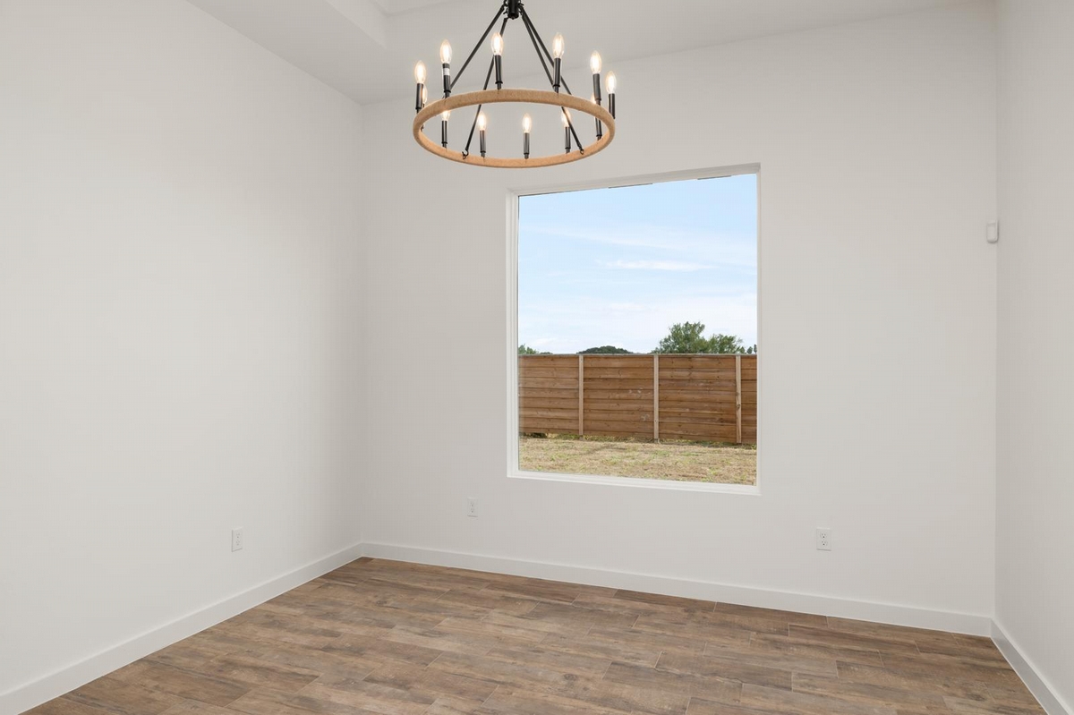 Dining room with chandelier
