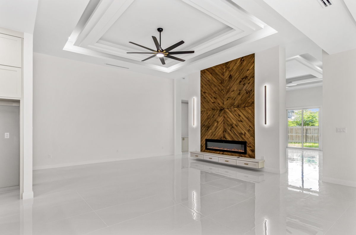 Living room with fireplace