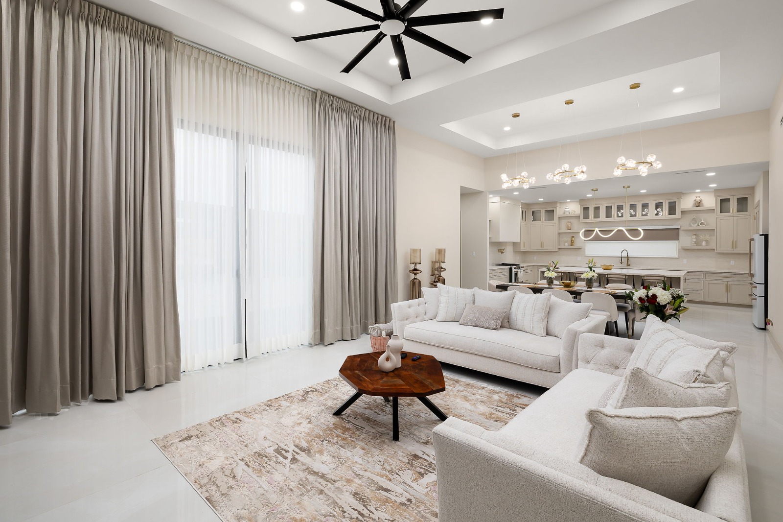 Living room and kitchen