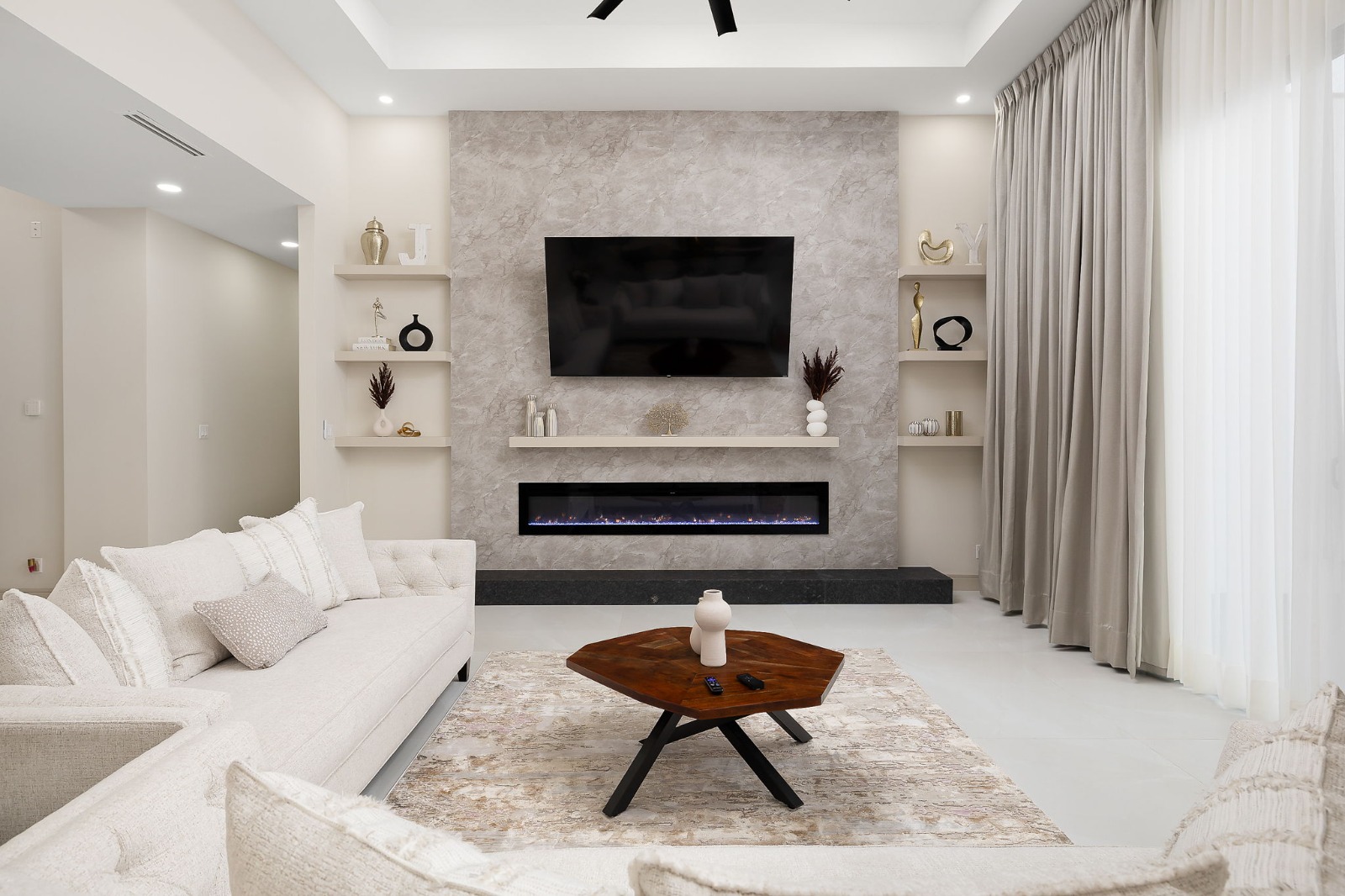 Living room with fireplace